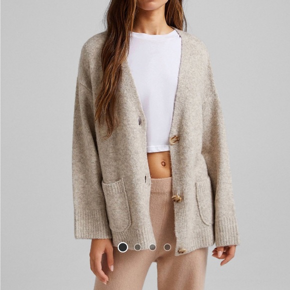 ASOS | Sweaters | Bershka Oversized Cardigan In Beige | Poshmark